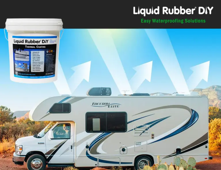 Applying caravan roof thermal coating with Liquid Rubber to reduce heat and protect against sun damage
