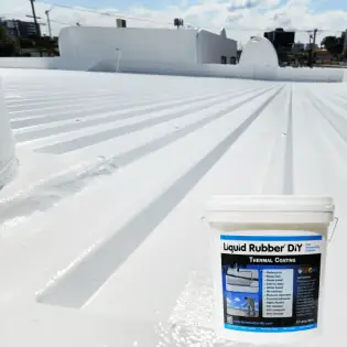 First thermal coating being applied to roof